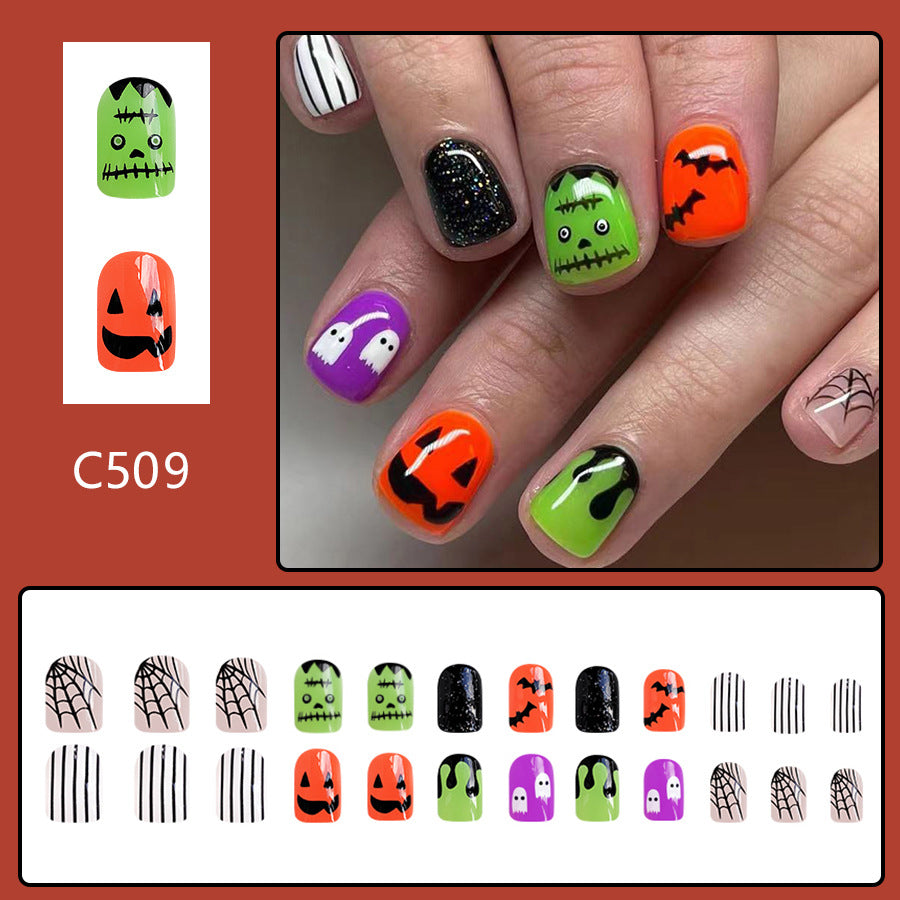 Wholesale 24 Pieces/box Halloween Bat Ghost Press-on Nails Kits Nail Stickers ACC-NS-GuaiXL067