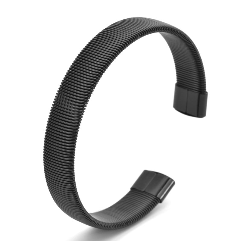 Wholesale Simple Elastic C- shaped Open Titanium steel Bracelet