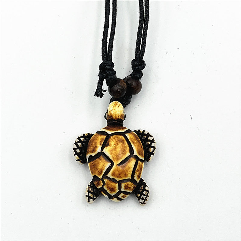Wholesale Vintage Turtle Necklace Carved Turtle Pendant Resin Sweater Chain ACC-NE-ShuangDe001