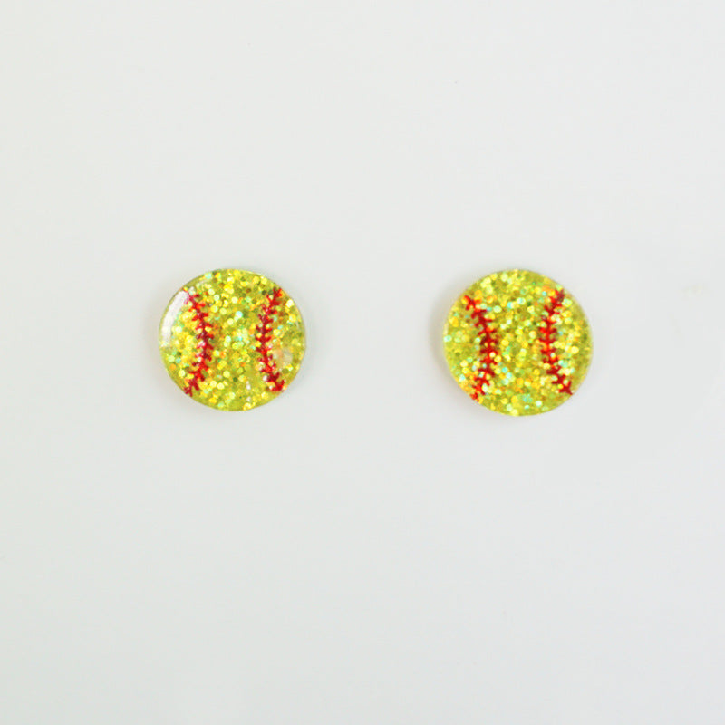 Wholesale 2 Pairs/Pack Shiny Football Baseball Acrylic Earrings ACC-ES-HY098
