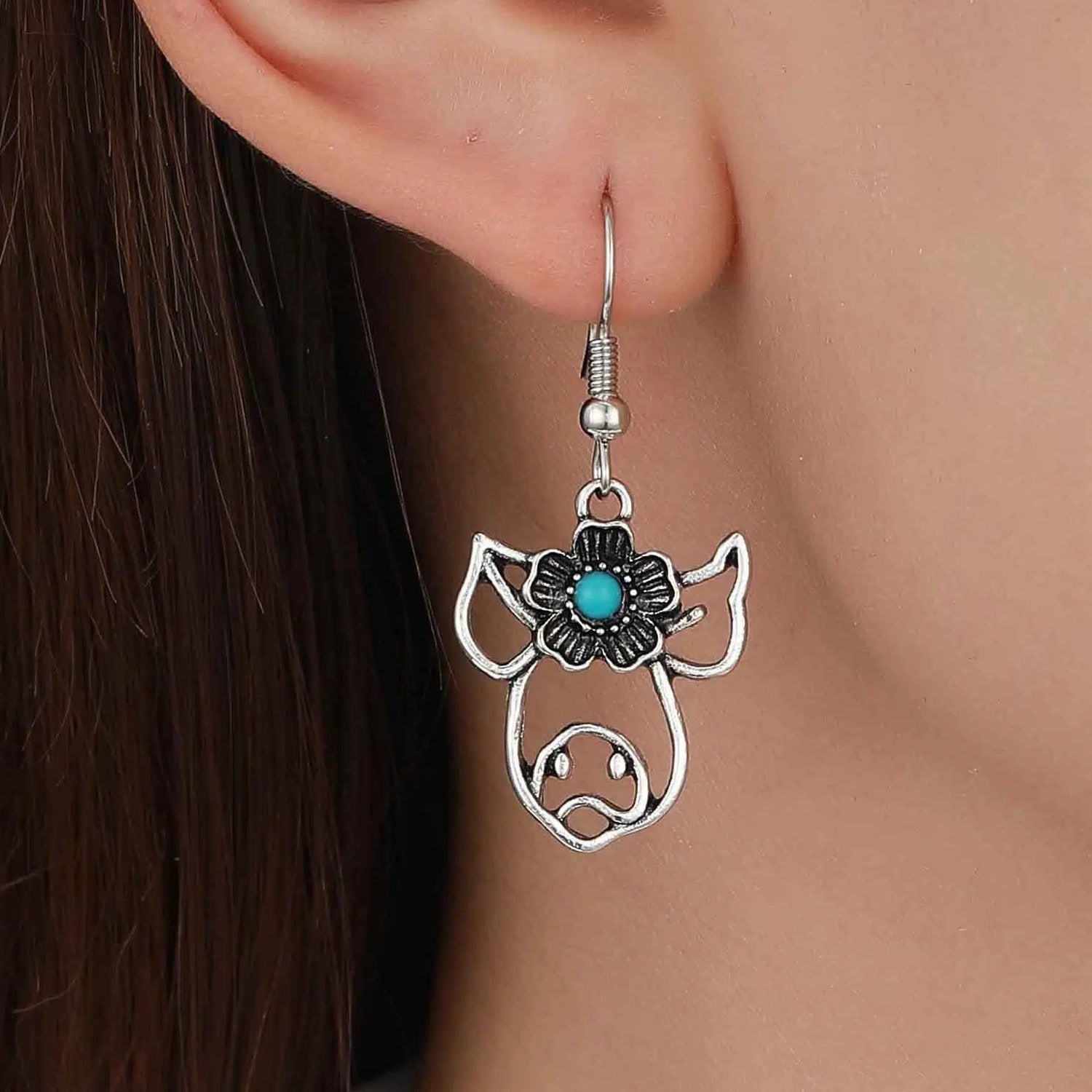 Wholesale  retro pine stone cowboy hat boots horse alloy earrings suit