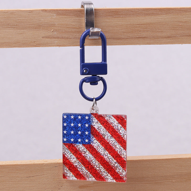 Wholesale American Independence Day Elements Red White Blue Flag Acrylic Keychain