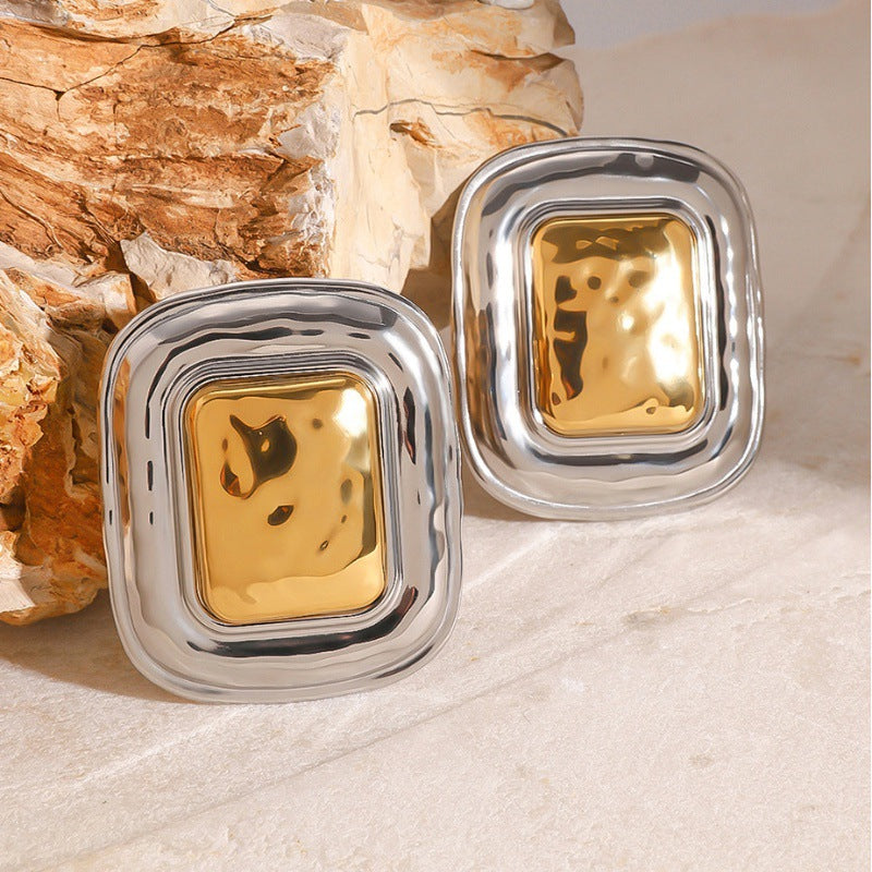Wholesale  Stainless Steel Square Geometric Earrings  Exaggerated Earrings