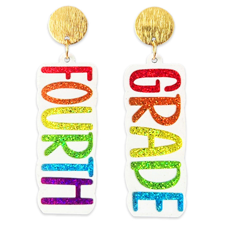 Wholesale Shiny colored earrings with words