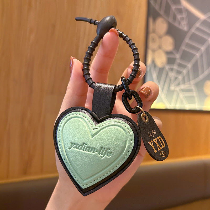 Wholesale Trendy Yellow Leather Heart Keychain Bag Charm Decorative Gift For Students