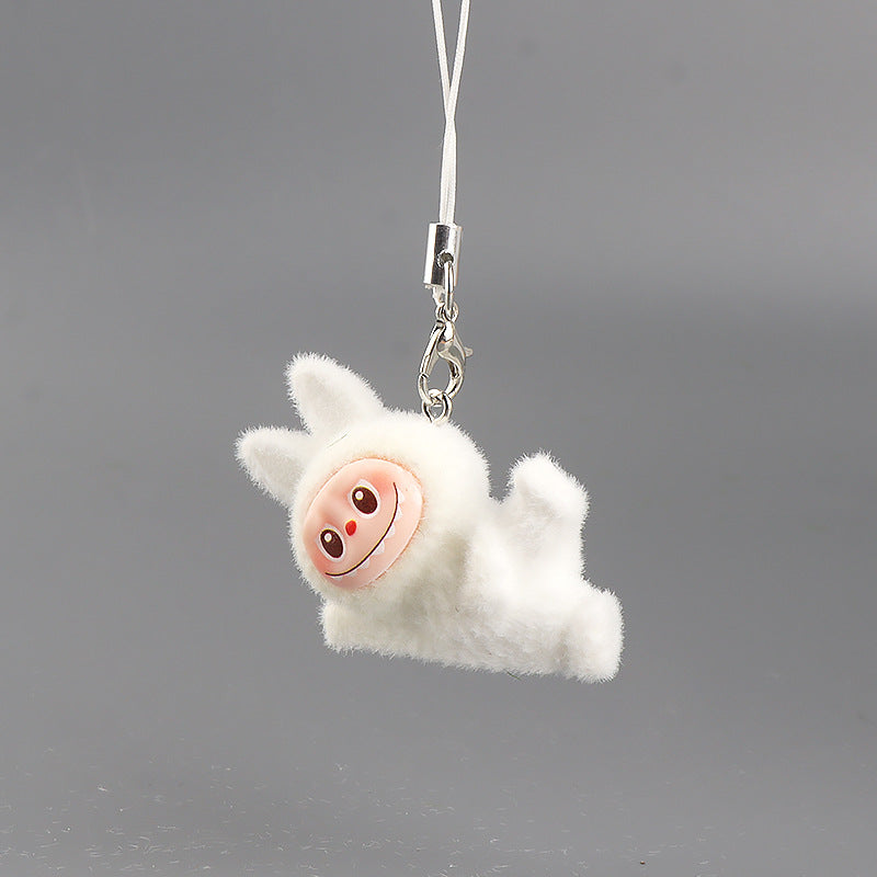 Wholesale 10pcs resin flocking side cute cartoon keychain mobile phone charm