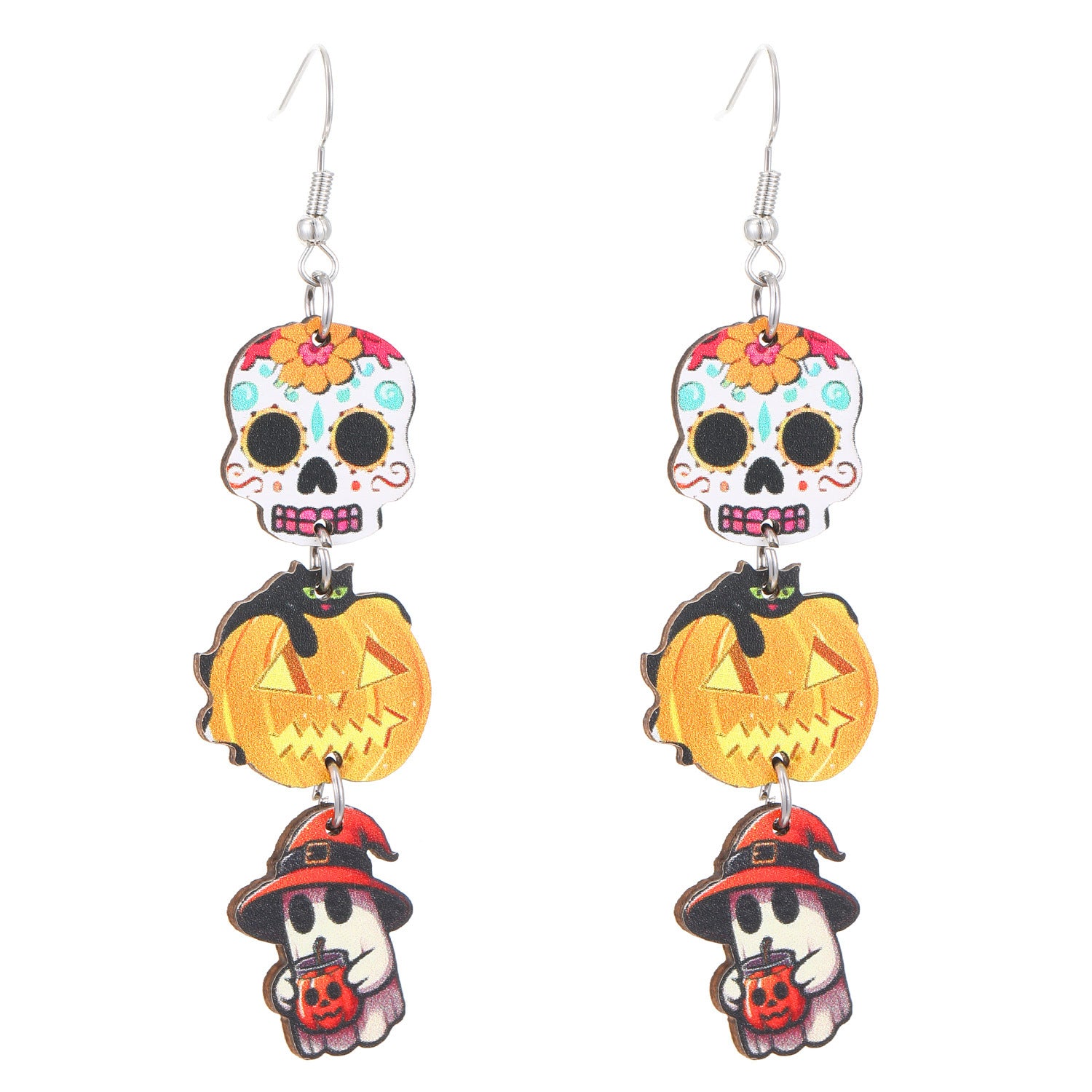 Wholesale  Halloween Wooden Color Printed Earrings