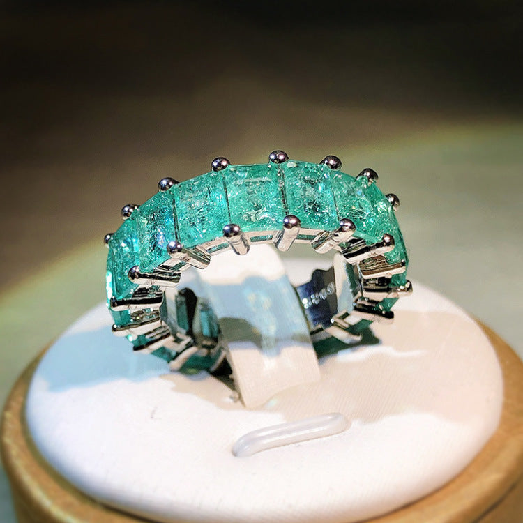Wholesale  inlaid Paraiba square ring