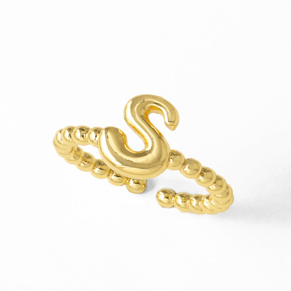 Wholesale 26 English letter rings gold-plated open rings