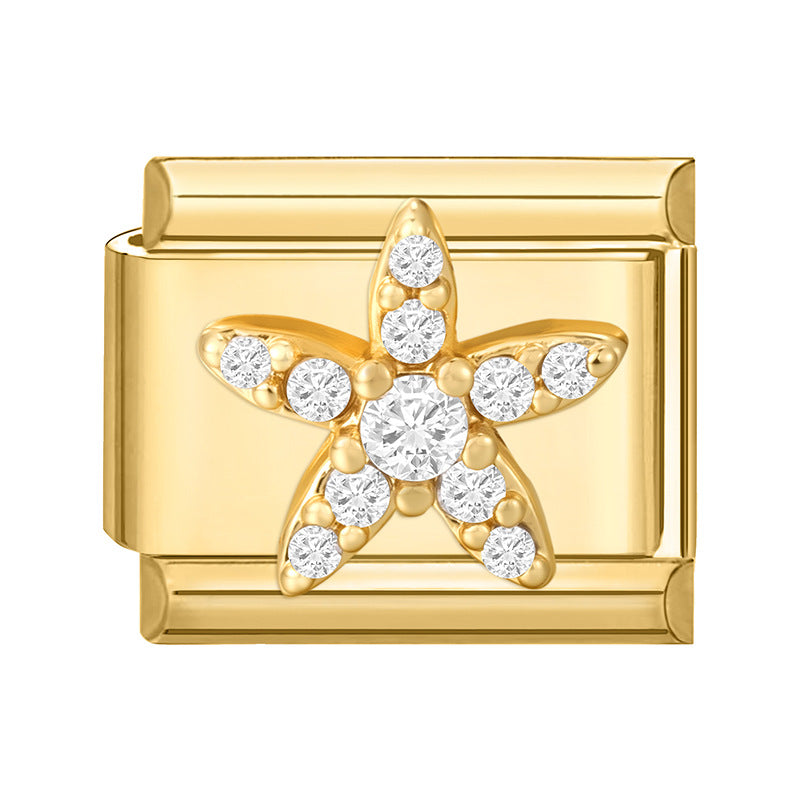 Wholesale Italian Charm Bracelet 9mm DIY Splicing Gold Micro-Inlaid Cubic Zirconia Stainless Steel Composable Bracelet