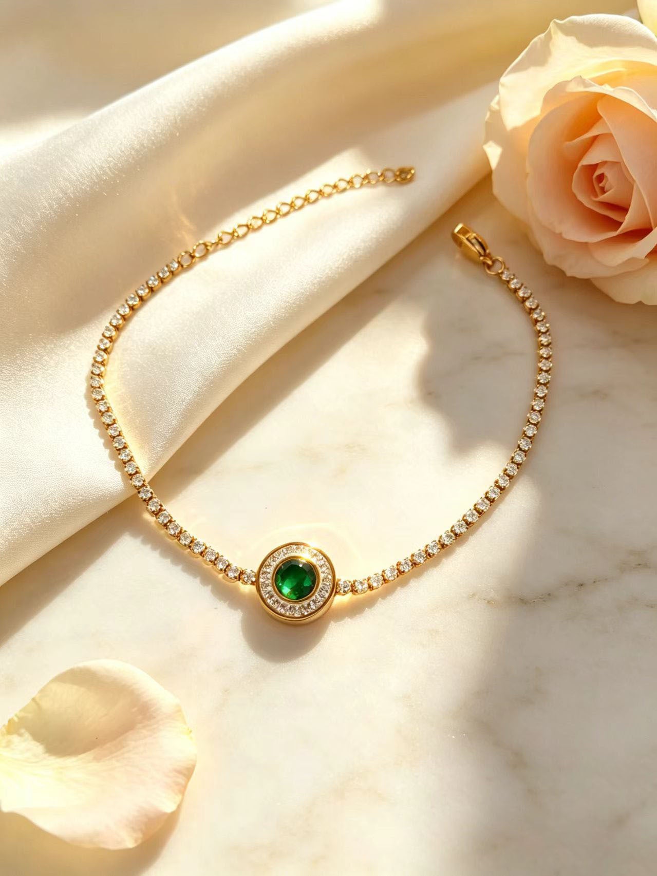 Wholesale Boutique Titanium Steel Zircon Bracelet Colorful Round Stones Unisex Gift
