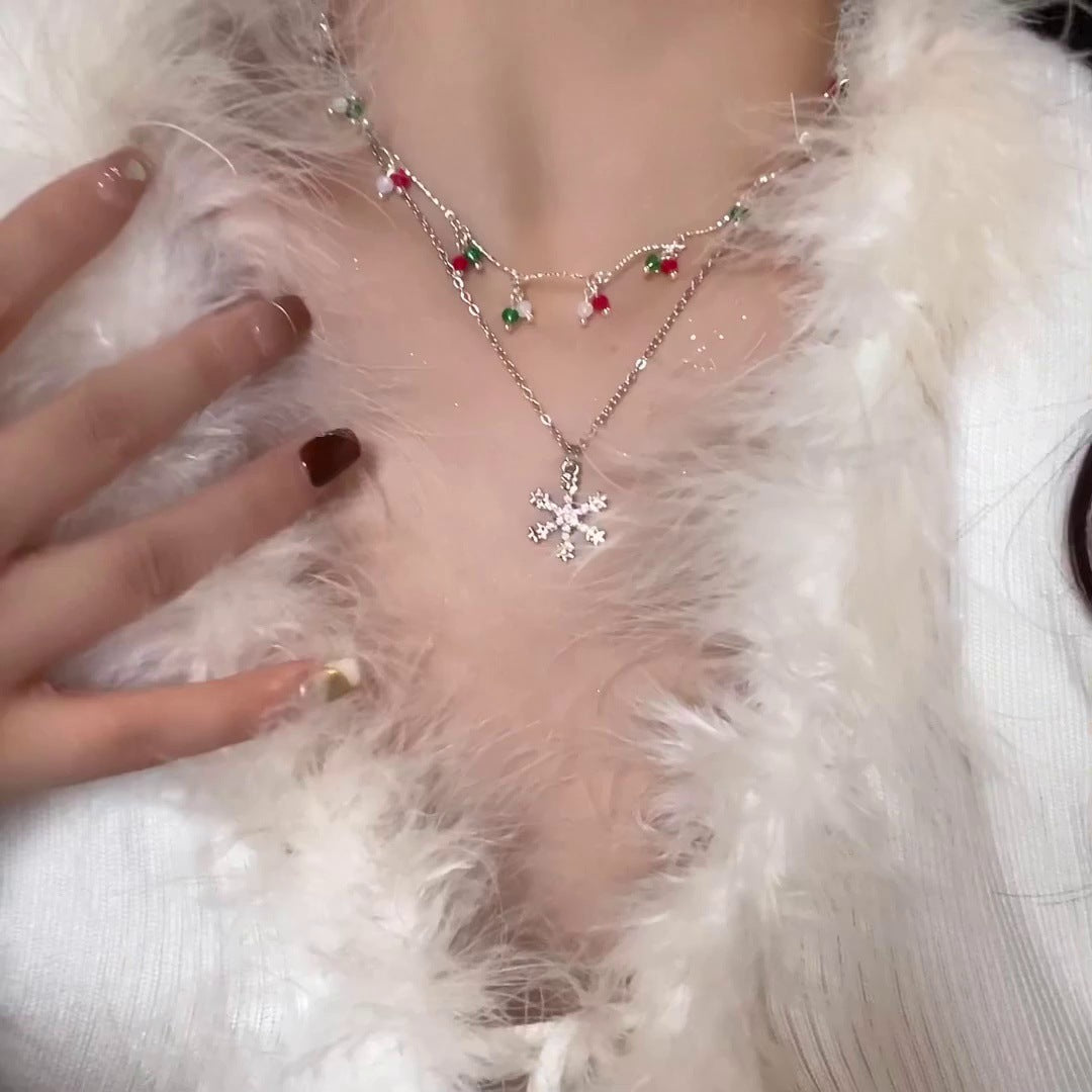 Wholesale Christmas snowflake zircon necklace