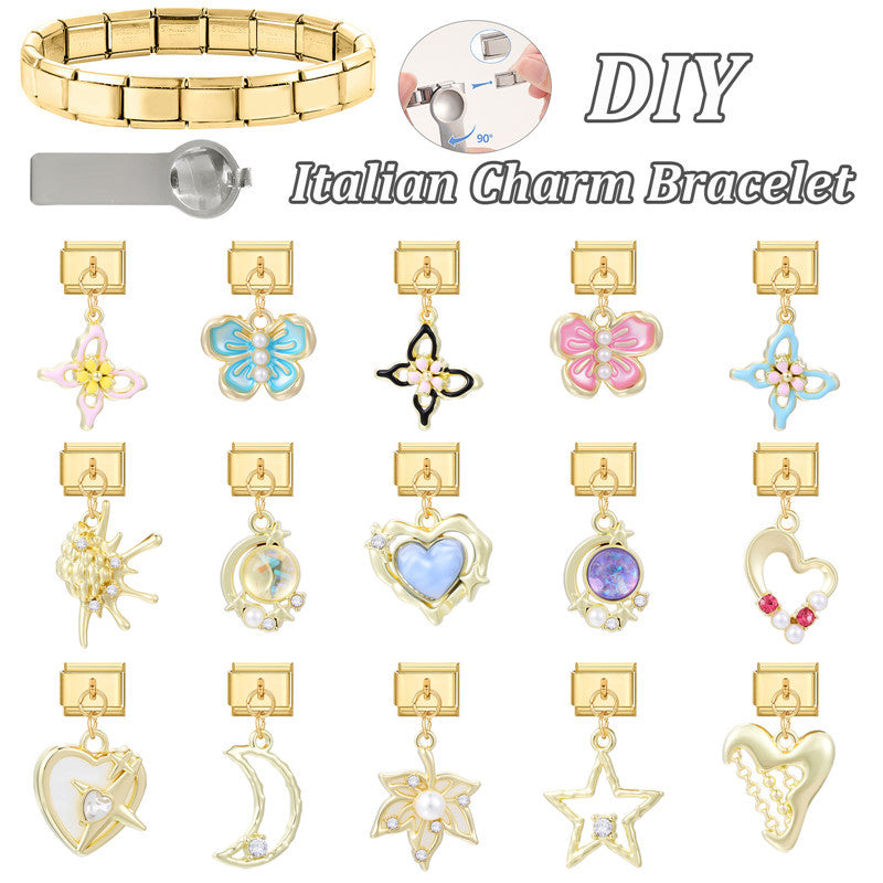 Wholesale Italian Charm Bracelet 9mm DIY Splicing Creative Pendant Stainless Steel Composable Bracelet