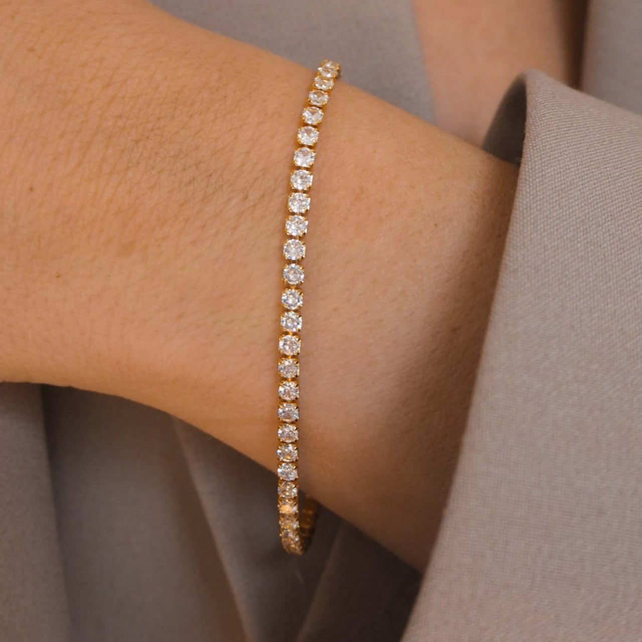 Wholesale  Luxury Tennis Bracelet  Stainless Steel 2mm Zircon Chain Necklace