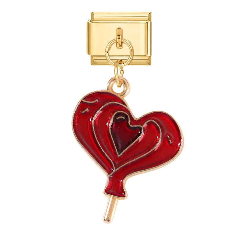 Wholesale Italian Charm Bracelet 9mm DIY Splicing Gold Heart Envelope Series Stainless Steel Composable Bracelet