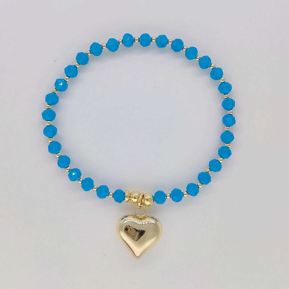 Wholesale Crystal Beaded Braided Bracelet Multi-layered Love Pendant Layered Bracelet Set ACC-BT-Qiqi016