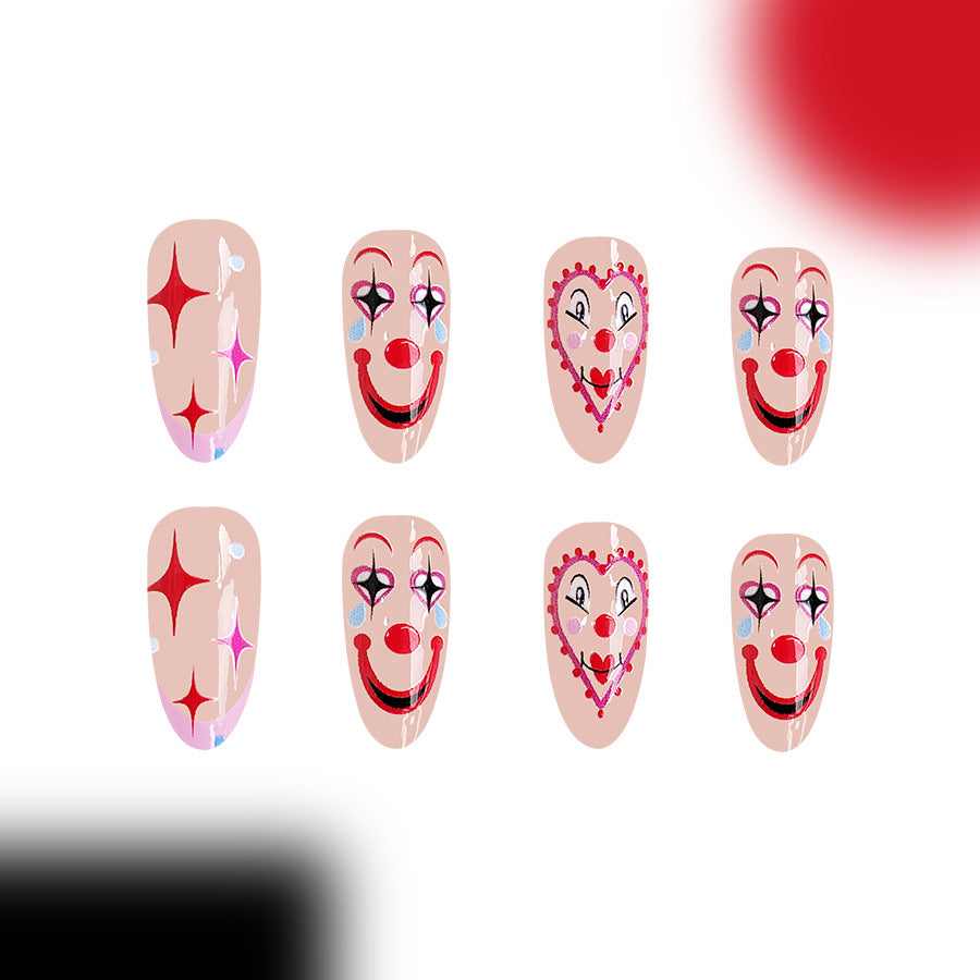 Wholesale 24 Pieces/box Glossy Pointed Clown Manicure Press-on Nails Kits Nail Stickers ACC-NS-GuaiXL031