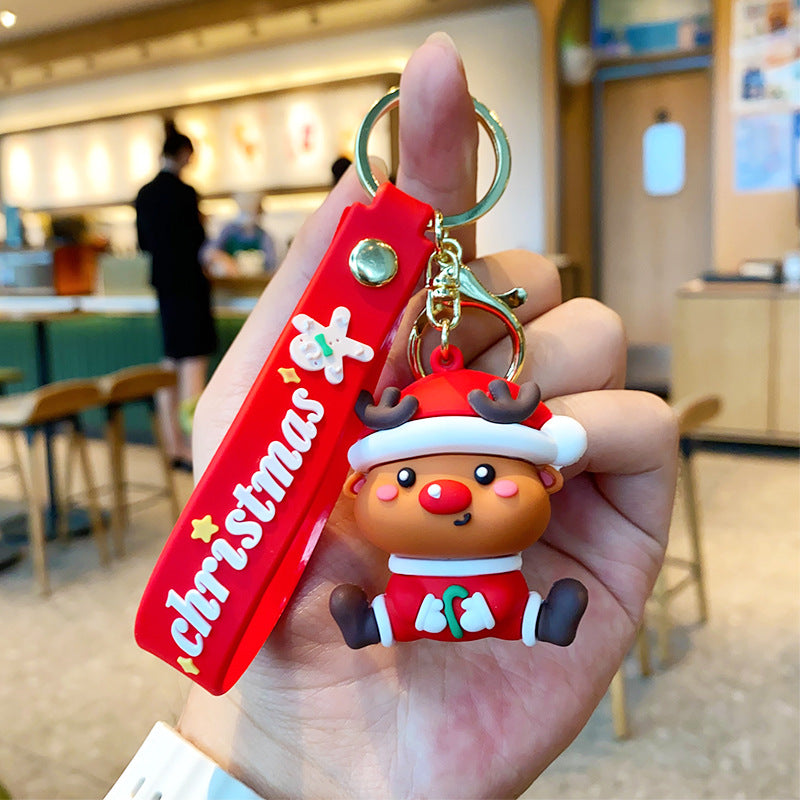 Wholesale Christmas Cartoon PVC Soft Santa Claus Christmas Tree Keychain Cute Keychain ACC-KC-ErLu017