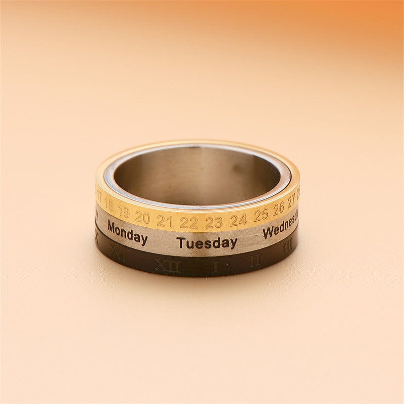 Wholesale titanium steel calendar ring