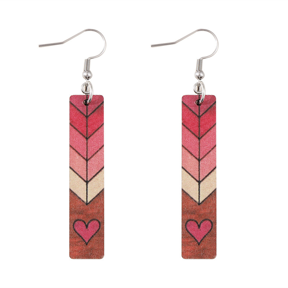 Wholesale Wooden Valentine' s Day Heart Earrings