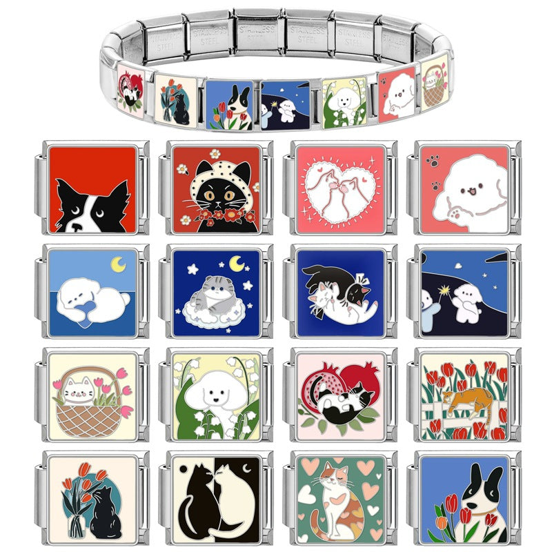 Wholesale 9mm Italian Charm Starter Bracelets DIY Cute Animal Stainless Steel Composable Bracelet