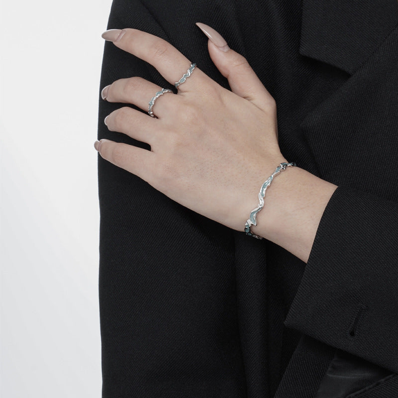 Wholesale Frosted Texture Epoxy Sterling Silver S925 Rings ACC-RS-YWE001