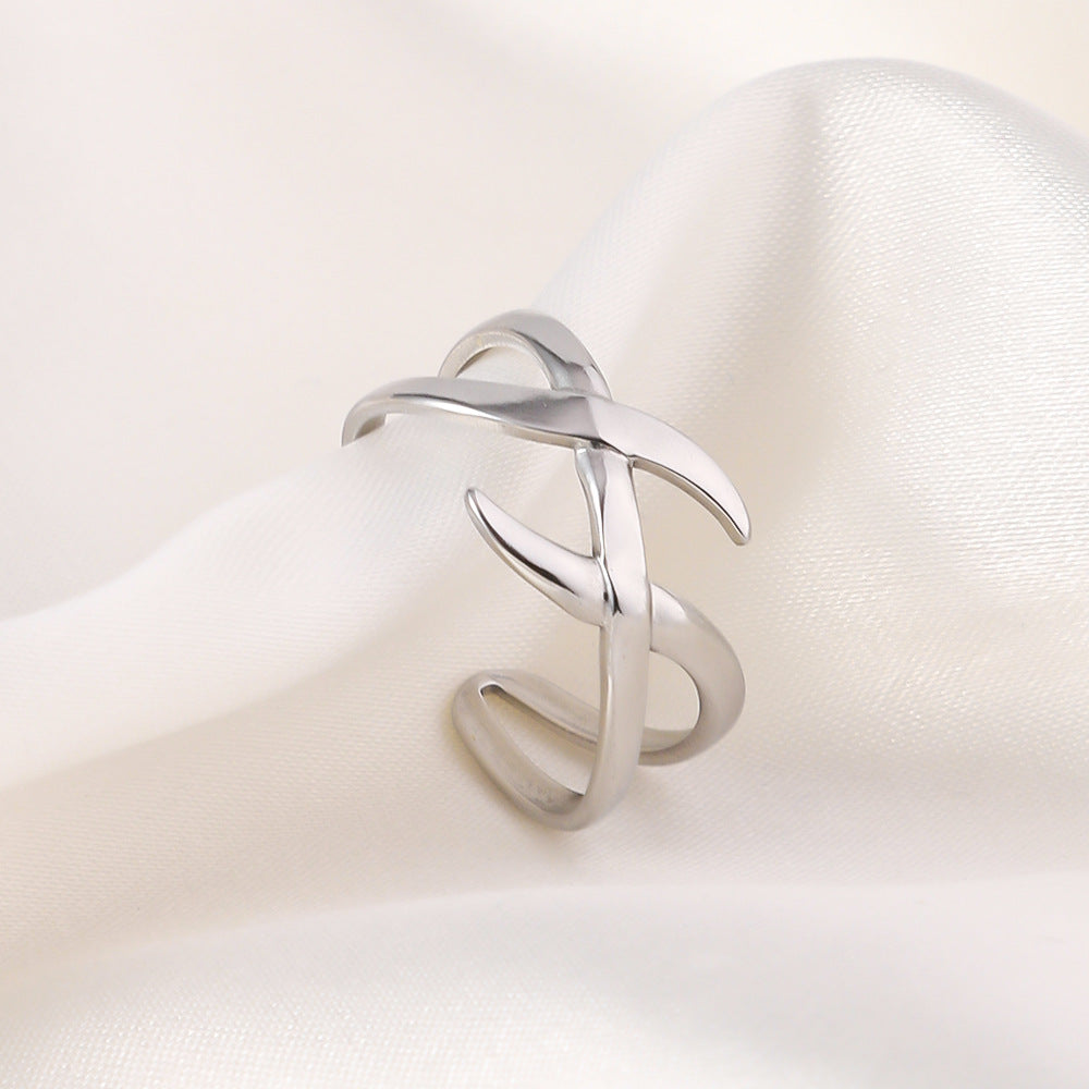 Wholesale Vacuum Gold Plated Irregular  Opening Adjustable Titanium Steel Ring