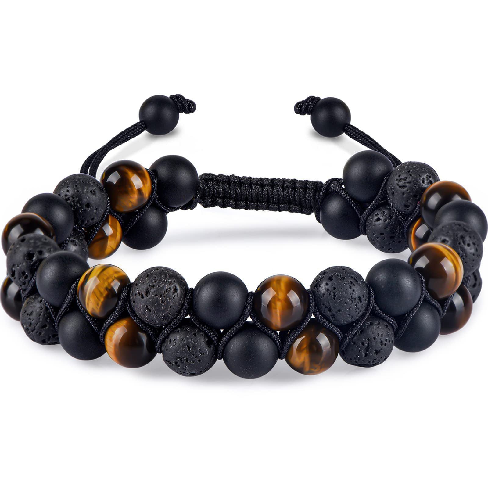 Wholesale Natural Tiger Eye &  Hematite Double Row Bracelet,  Handmade Unisex Everyday Gift Jewelry