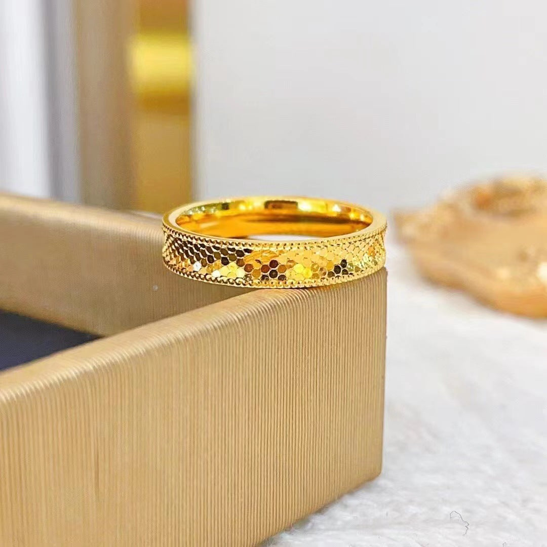 Wholesale 18K gold-plated titanium steel fish scale ring