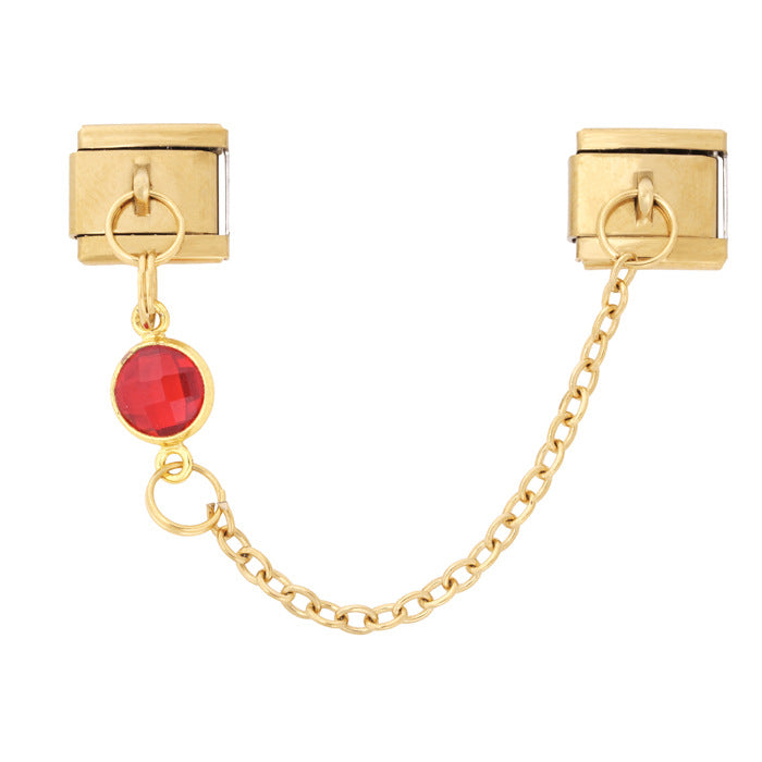 Wholesale Italian Creative Double Hook Colorful Birthstone Bracelet Stainless Steel Handmade Jewelry Accessory