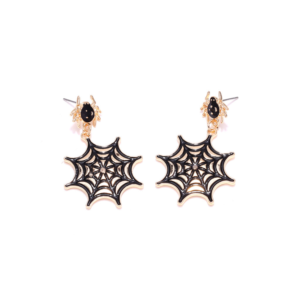 Wholesale Gothic   Web Earrings - Alloy Drip Oil Earrings for Women,  Trendy Jewelry Accessory