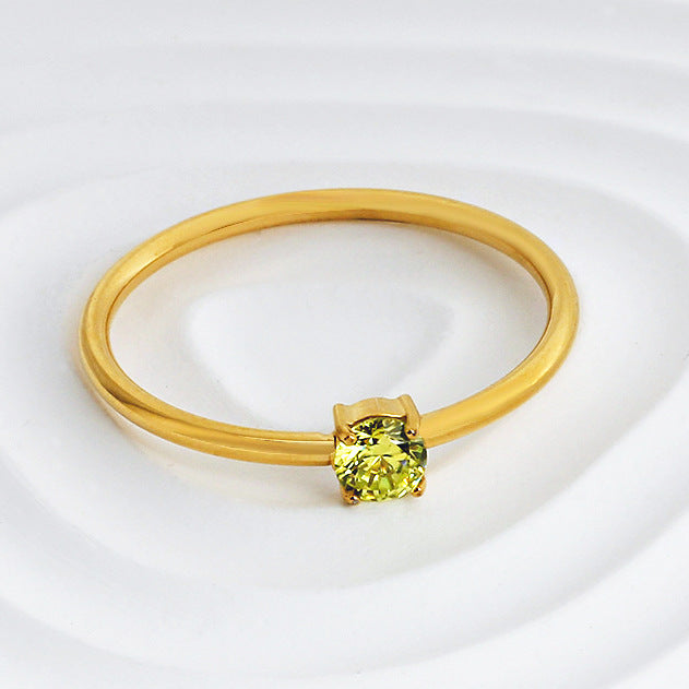 Wholesale 2PCS Titanium steel colored zircon ring