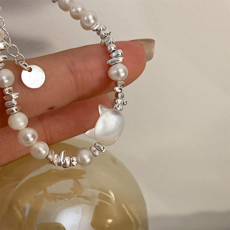 Wholesale Kitten Pearl Artificial Silver Shape Bracelet ACC-BT-KJ002