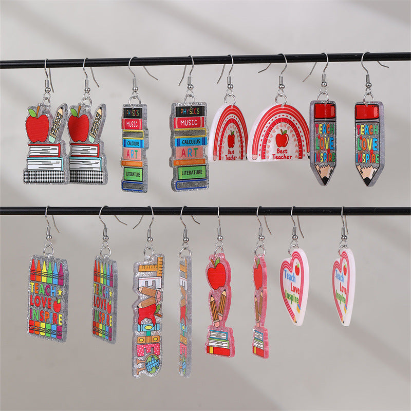 Wholesale School Season Book Pencil Teacher  Earrings
