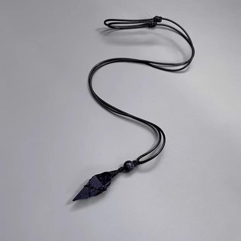 Wholesale Obsidian Geometric Pendant Necklace Starry Blue Sand Design for Couples Jewelry Accessory
