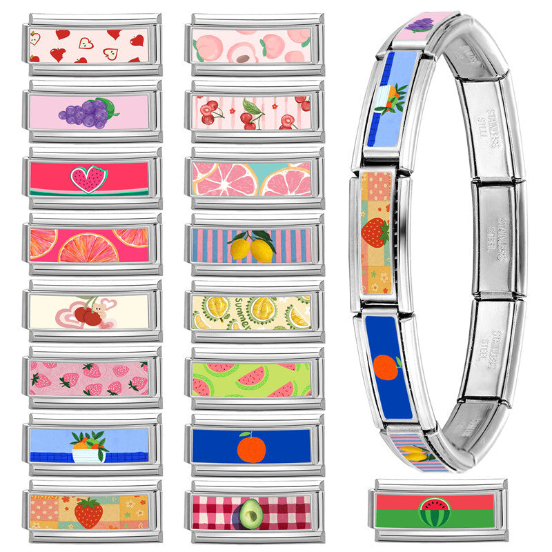 Wholesale 9mm Italian Charm Starter Bracelets DIY Long Cartoon Stainless Steel Composable Bracelet