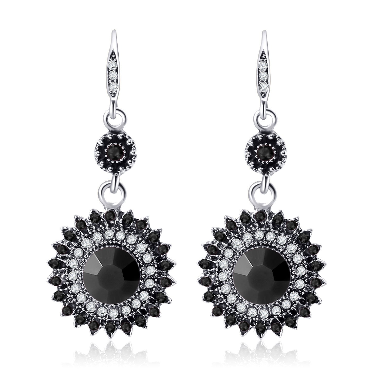 Wholesale temperament personality exaggerated sunflower ruby earrings