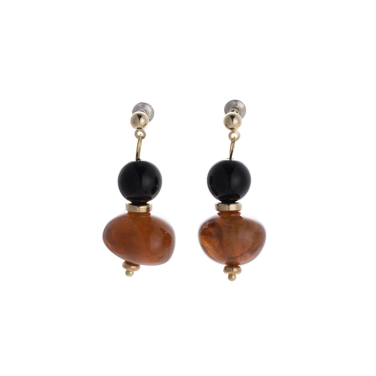 Wholesale Silver Needle Round Bead Resin Earrings