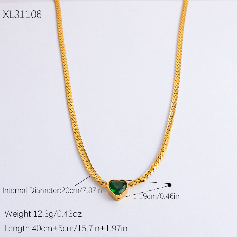 Wholesale Vintage Stainless Steel Diamond Heart Choker Necklaces  ACC-NE-YuHui002