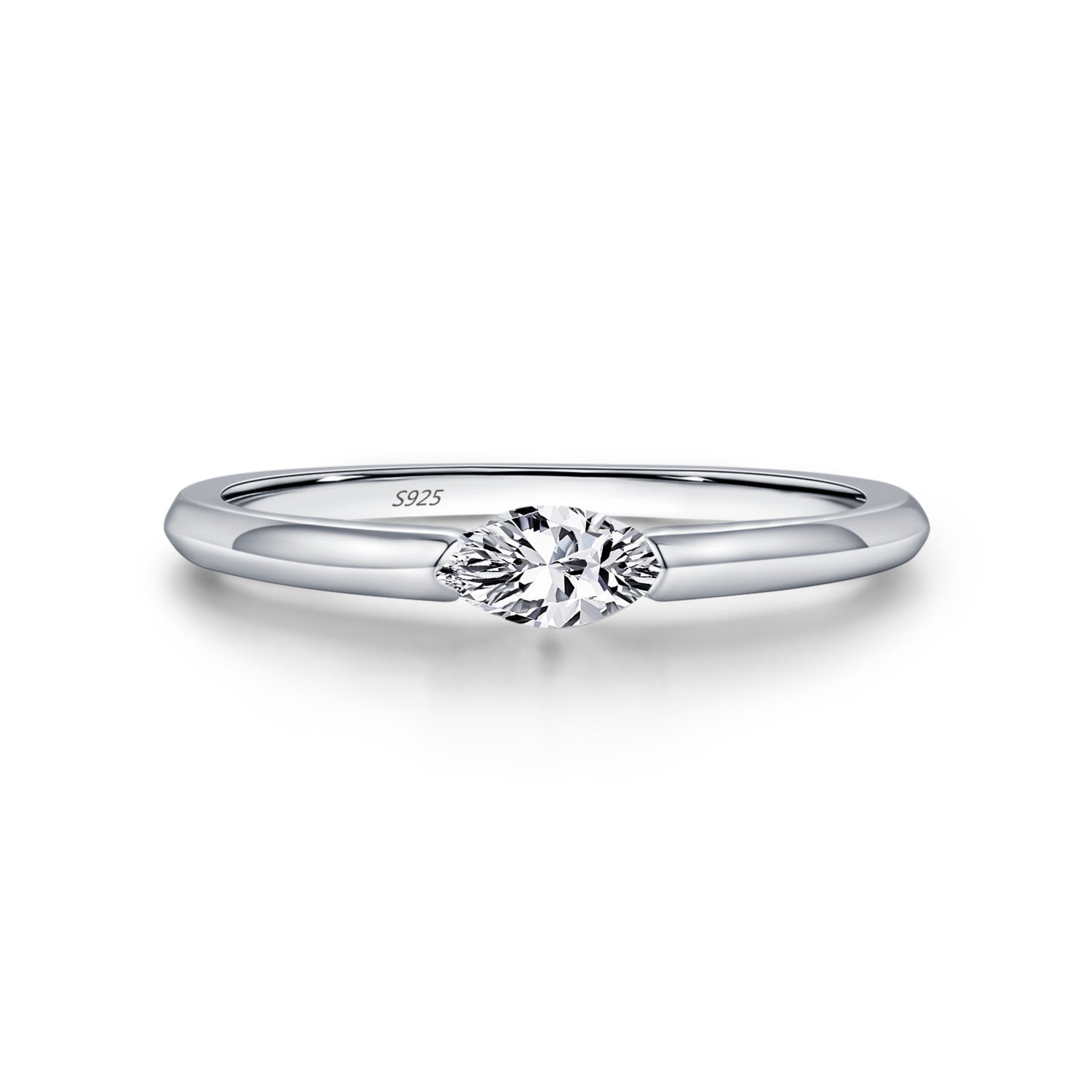 Wholesale S925 sterling silver shining solitaire diamond ring