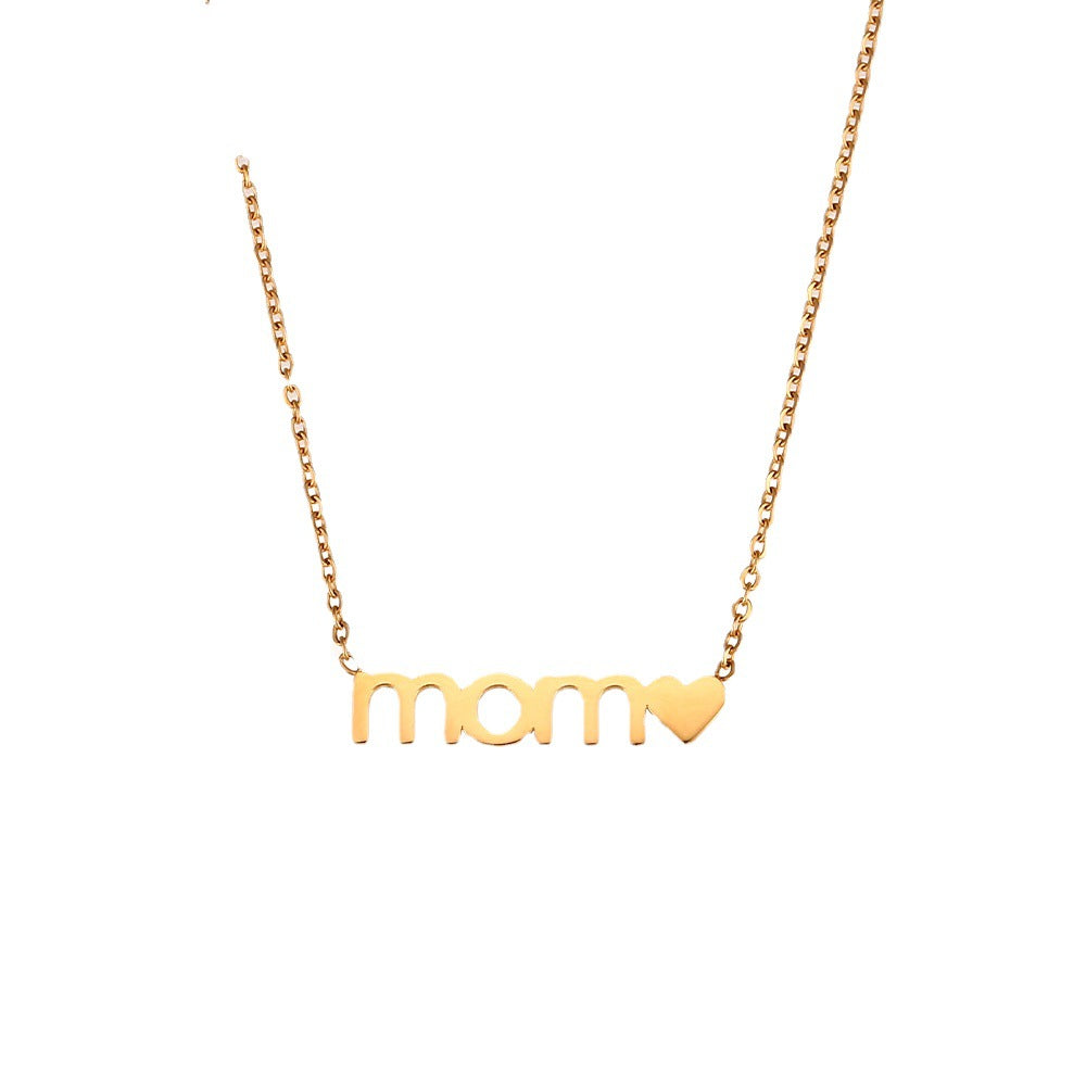 Wholesale Mother's Day Jewelry Stainless Steel Necklace 18K Gold Plated Necklace Mama ACC-NE-DingRan005