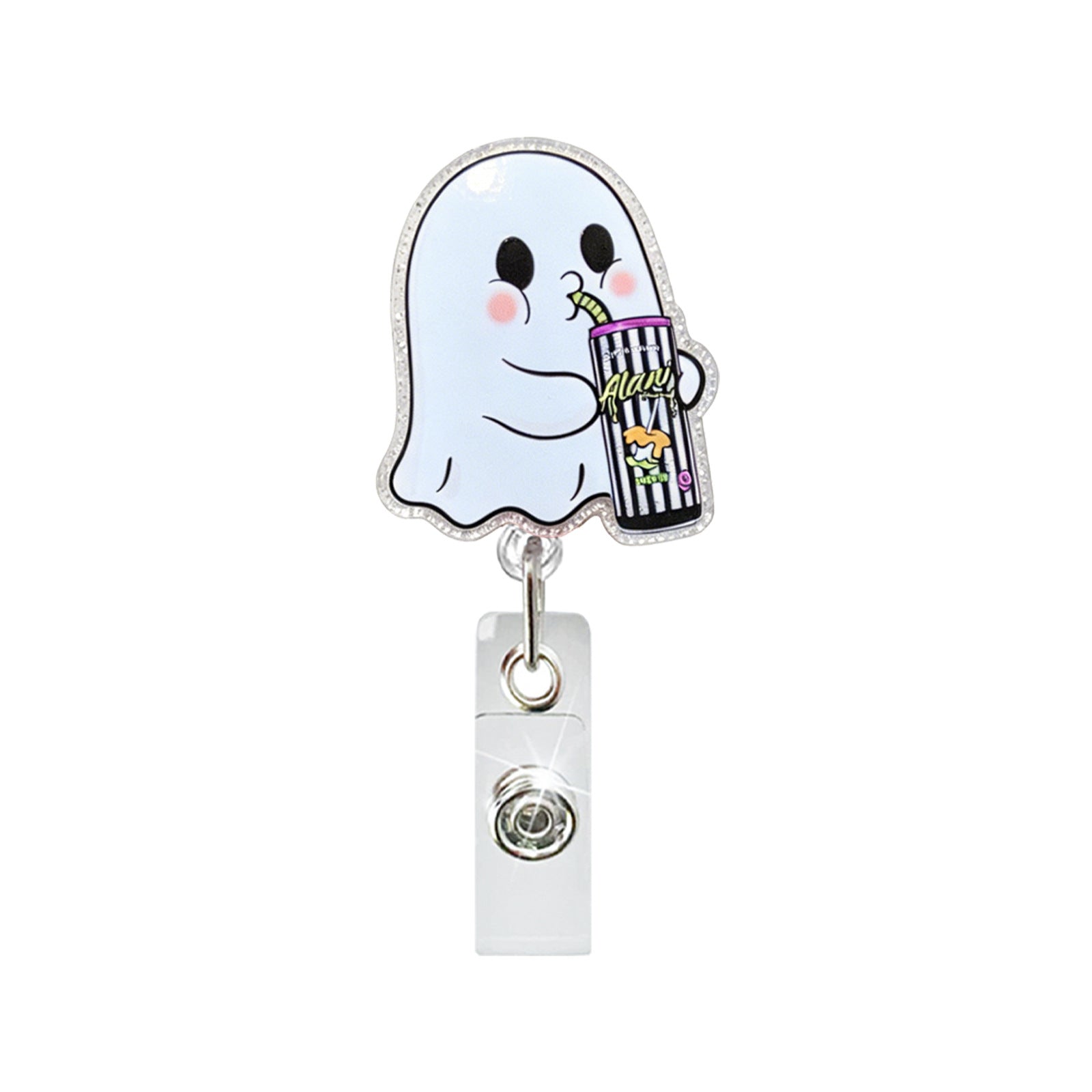 Wholesale Acrylic Ghost  Badge Reel Retractable ID Holder Gift