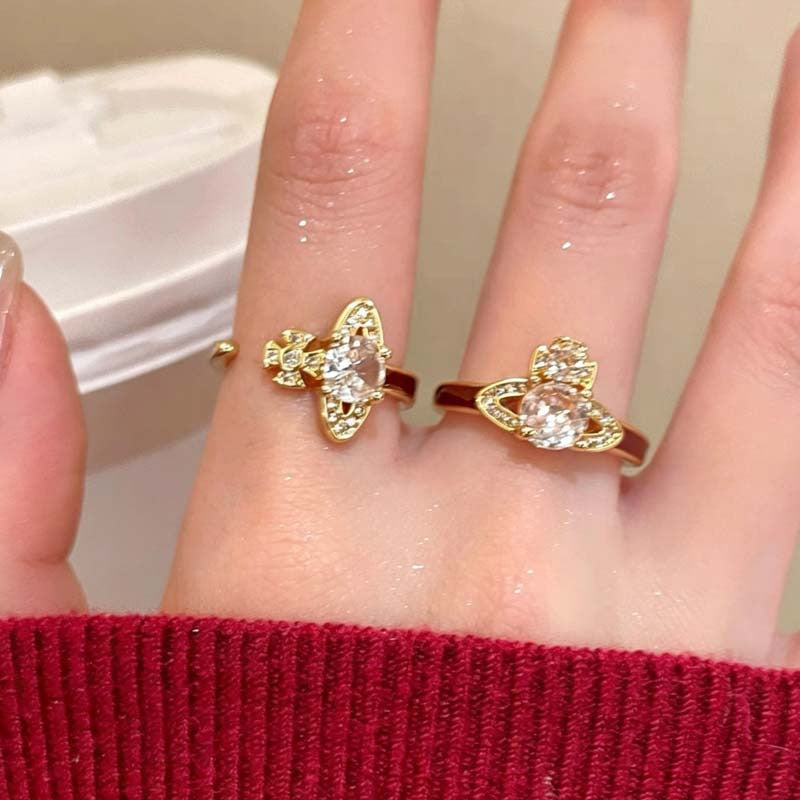 Wholesale Saturn Zircon Gold Open Ring For Women Stackable Party Jewelry Accessory