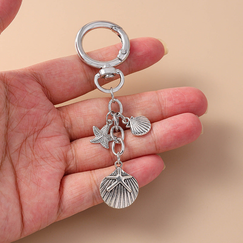 Wholesale vintage fashion trend starfish shell keychain personality summer beach pendant ornaments