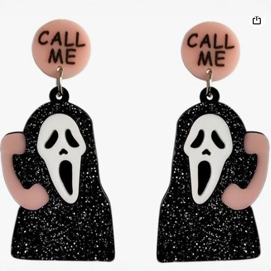 Wholesale Halloween Ghost Cat Bat Acrylic Niche Personality Printed Earrings