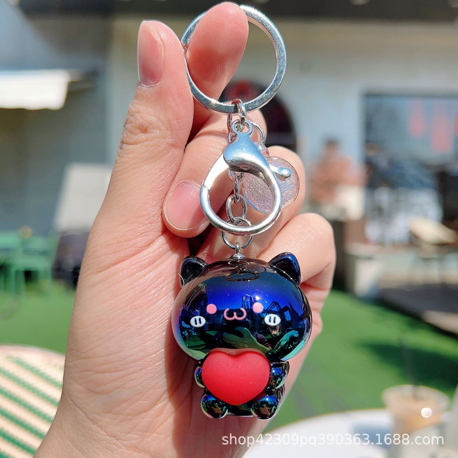 Wholesale Creative Keychain Cartoon Acrylic Care Bear Colorful Electroplating Keychain ACC-KC-WenChuan002