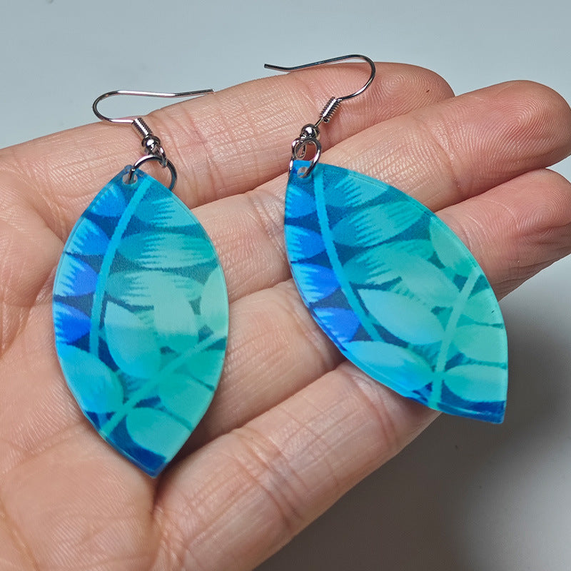 Wholesale Bohemian Green Leaf Earrings