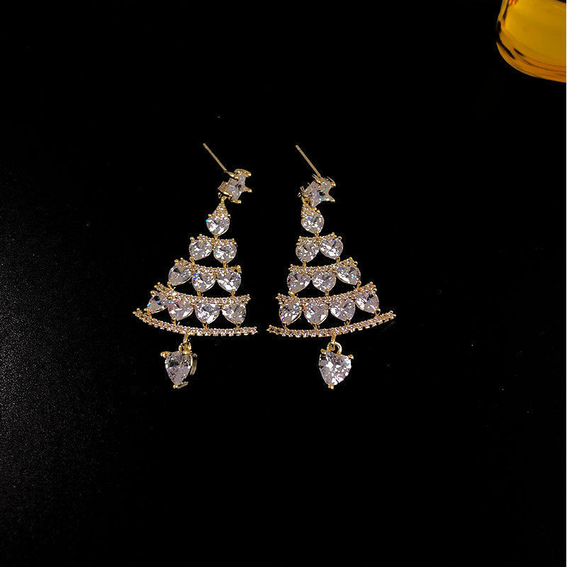 Wholesale color diamond Christmas snowflake Christmas hat earrings