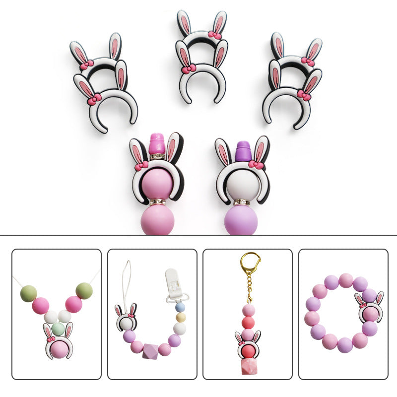 Wholesale 50pcs 15mm Rabbit Ears Silicone Focus Beads DIY Beading Accessories Focal Beads ACC-BDS-JIaHao009