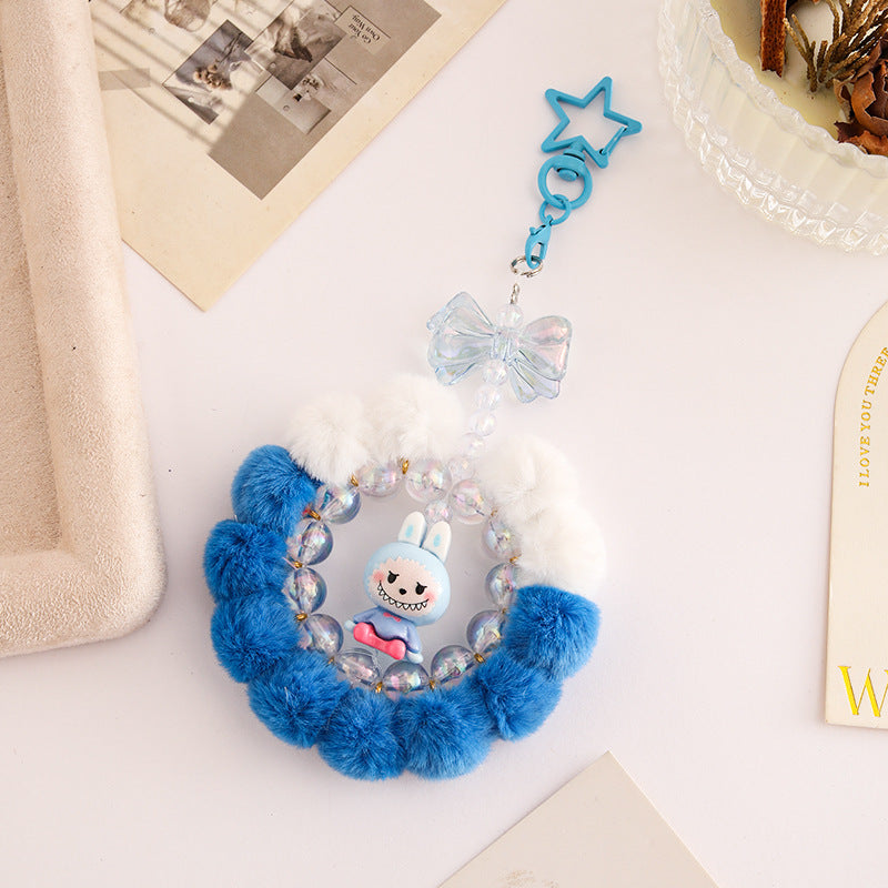 Wholesale Cartoon  Handmade Pom-Pom Beaded  Keychain  ACCVIP